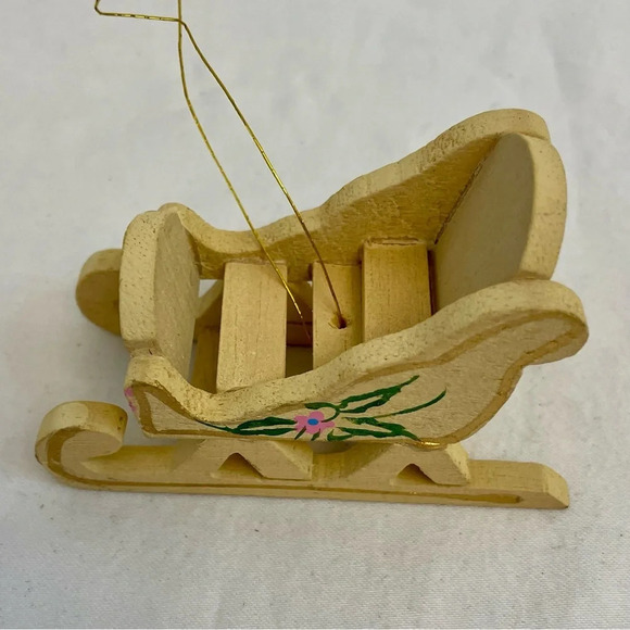 Vintage Russ Country Antique Ornaments Wooden Sleigh Style # BX 2056. - Picture 4 of 10